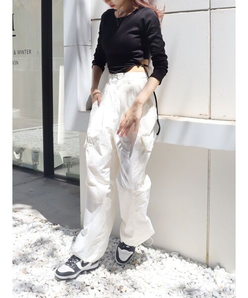 EVRIS（エヴリス）の「バックストラップリブトップス（Tシャツ/カットソー・レディース・ブラック/カーキ/ホワイト/グレー・FREE）」の21枚目の写真