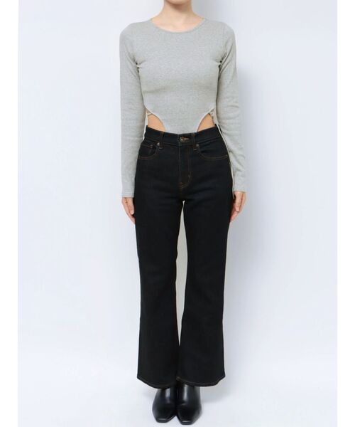 EVRIS（エヴリス）の「バックストラップリブトップス（Tシャツ/カットソー・レディース・ブラック/カーキ/ホワイト/グレー・FREE）」の6枚目の写真