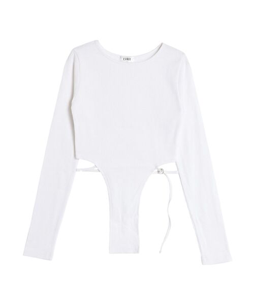 EVRIS（エヴリス）の「バックストラップリブトップス（Tシャツ/カットソー・レディース・ブラック/カーキ/ホワイト/グレー・FREE）」の11枚目の写真