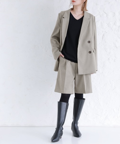 osharewalker（オシャレウォーカー）の「【廃盤】『グレンチェック柄センタープレスハーフパンツ』（その他パンツ・レディース・グレー/カーキ・1/2）」の11枚目の写真