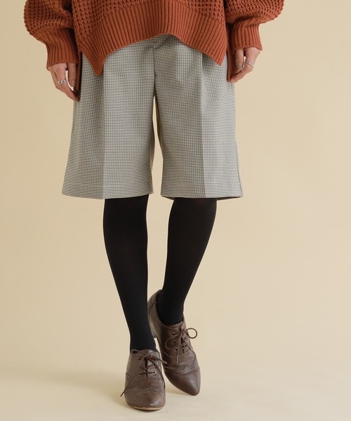 osharewalker（オシャレウォーカー）の「【廃盤】『グレンチェック柄センタープレスハーフパンツ』（その他パンツ・レディース・グレー/カーキ・1/2）」の7枚目の写真