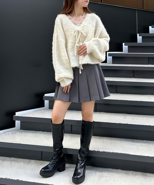 INGNI（イング）の「フロントリボンブークレーニットカーディガン(前後2way)（カーディガン/ボレロ・レディース・ピンク系/グレー/ブルー/アイボリー/ピンク・M）」の22枚目の写真