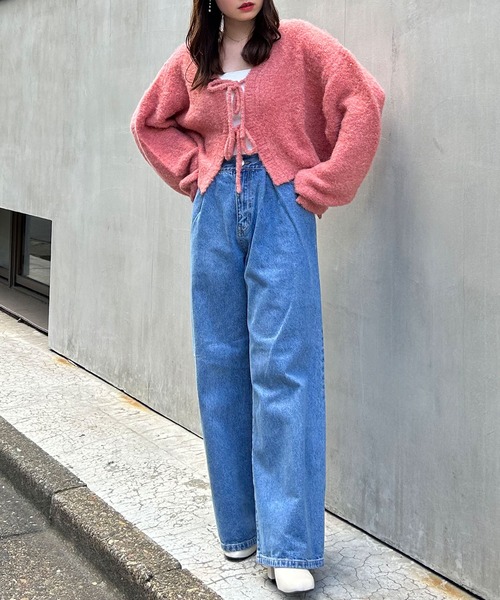 INGNI（イング）の「フロントリボンブークレーニットカーディガン(前後2way)（カーディガン/ボレロ・レディース・ピンク系/グレー/ブルー/アイボリー/ピンク・M）」の17枚目の写真