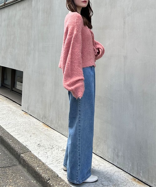 INGNI（イング）の「フロントリボンブークレーニットカーディガン(前後2way)（カーディガン/ボレロ・レディース・ピンク系/グレー/ブルー/アイボリー/ピンク・M）」の18枚目の写真