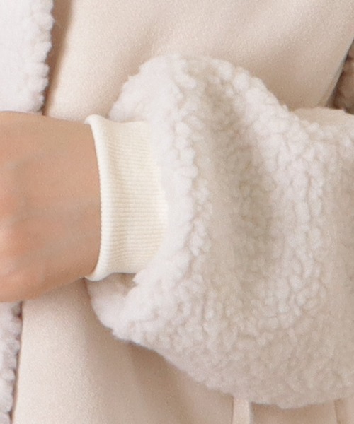 セール】ボア付きフェイクムートンテーラード風ジャケット（ムートン