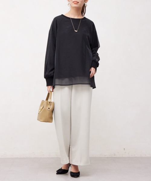 Chez toi（シェトワ）の「オーガンジーレイヤードプルオーバー（Tシャツ/カットソー・レディース・オフホワイト/グレー/ブラック・FREE）」の4枚目の写真