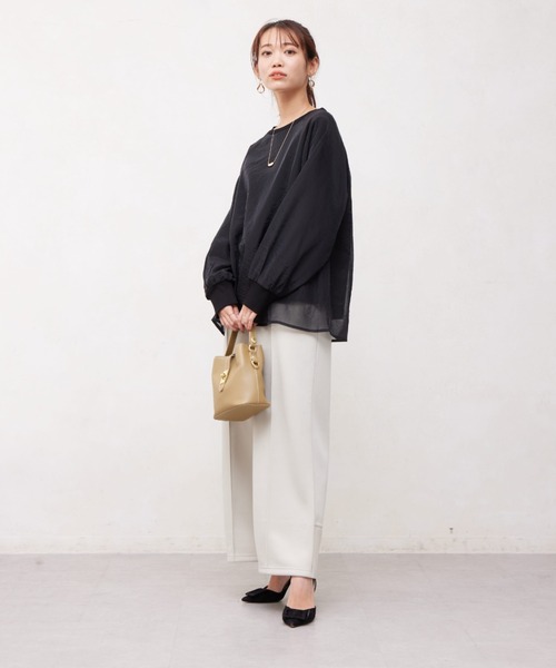 Chez toi（シェトワ）の「オーガンジーレイヤードプルオーバー（Tシャツ/カットソー・レディース・オフホワイト/グレー/ブラック・FREE）」の5枚目の写真