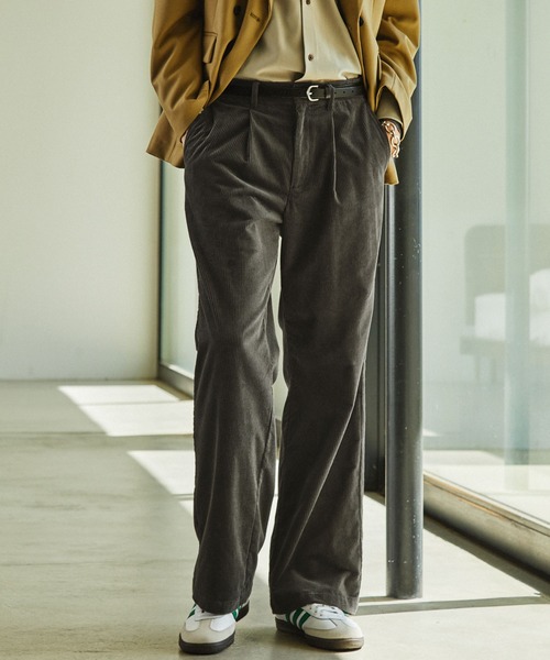 EMMA CLOTHES(エマクローズ)の「ヘビーウェイトコーデュロイ ストレート タックワイドスラックス EMMA CLOTHES(スラックス・メンズ・ダークブラウン/キャメル/オリーブ・M/L)」の4枚目の写真