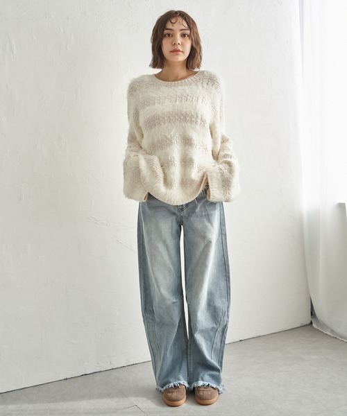 notch.(ノッチ)の「カーブデニムパンツ(デニムパンツ・レディース・ブラック/スカイブルー/インディゴブルー・L/M/S)」の20枚目の写真