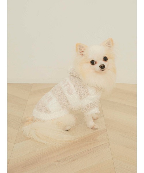 gelato pique（ジェラートピケ）の「【CAT&DOG】【販路限定商品】ジェラートメランジ2ボーダーフーディ（ペットウェア・レディース・ブラウン/ピンク/ベージュ・LARGE/SMALL/MEDIUM）」の16枚目の写真