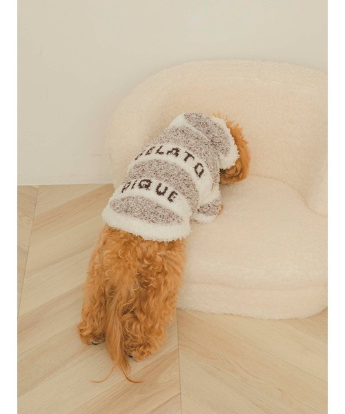 gelato pique（ジェラートピケ）の「【CAT&DOG】【販路限定商品】ジェラートメランジ2ボーダーフーディ（ペットウェア・レディース・ブラウン/ピンク/ベージュ・LARGE/SMALL/MEDIUM）」の19枚目の写真