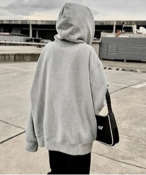 Burner（バーナー）の「【BURNER Recommend Select】オーバーシルエット センタージップ　 パーカー oku-tops-716759978721-15　Y（パーカー・レディース・ブラック/グレー・XXL/XL/L）」の6枚目の写真