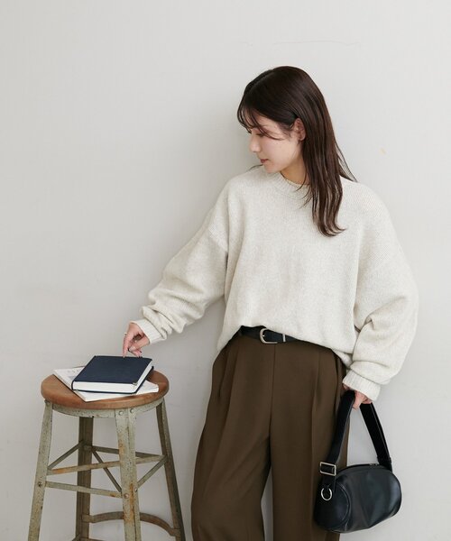 未使用　ホワイト メリノデニットプルオーバー ノーブル NOBLE メリノデニットプルオーバー （ホワイト A