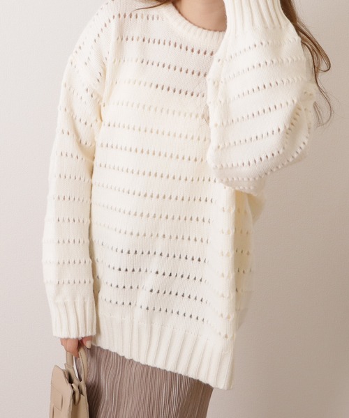Lace Ladies(レースレディース)の「アイレットゆるニット長袖プルオーバー(ニット/セーター・レディース・ベージュ/ブラック/ブルー/アイボリー・FREE)」の8枚目の写真