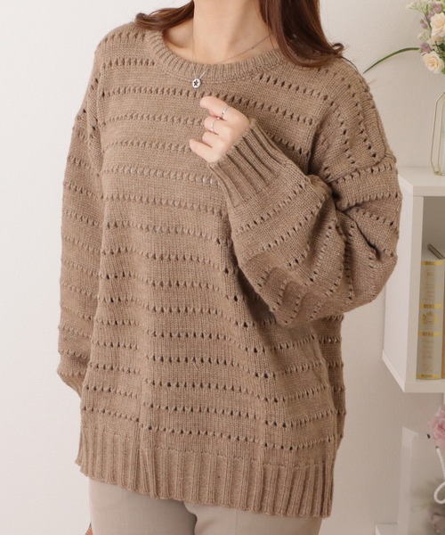 Lace Ladies(レースレディース)の「アイレットゆるニット長袖プルオーバー(ニット/セーター・レディース・ベージュ/ブラック/ブルー/アイボリー・FREE)」の15枚目の写真