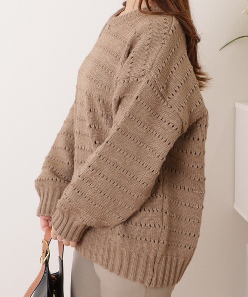 Lace Ladies(レースレディース)の「アイレットゆるニット長袖プルオーバー(ニット/セーター・レディース・ベージュ/ブラック/ブルー/アイボリー・FREE)」の16枚目の写真