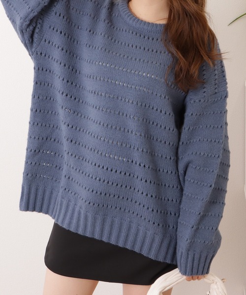 Lace Ladies(レースレディース)の「アイレットゆるニット長袖プルオーバー(ニット/セーター・レディース・ベージュ/ブラック/ブルー/アイボリー・FREE)」の20枚目の写真