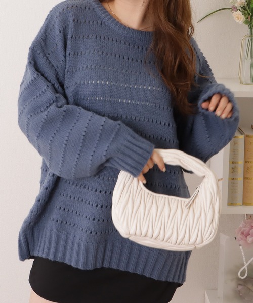 Lace Ladies(レースレディース)の「アイレットゆるニット長袖プルオーバー(ニット/セーター・レディース・ベージュ/ブラック/ブルー/アイボリー・FREE)」の22枚目の写真