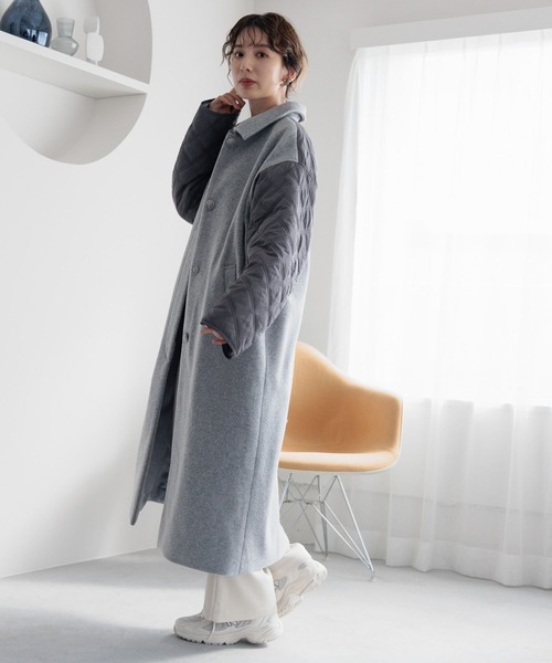 LEPSIM（レプシィム）の「キルト切り替えロングコート　989800（その他アウター・レディース・ベージュ/グレー/チャコールグレー・FREE）」の5枚目の写真