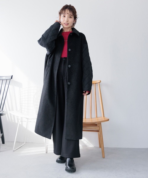 LEPSIM（レプシィム）の「キルト切り替えロングコート　989800（その他アウター・レディース・ベージュ/グレー/チャコールグレー・FREE）」の7枚目の写真