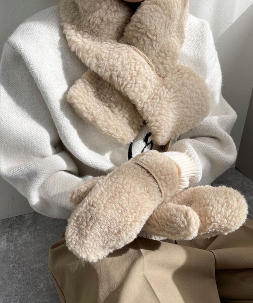 COLD BREAKER（コールドブレーカー）の「【WEB限定】【Coldbreaker/コールドブレーカー】ボアミトン（手袋・レディース・ベージュ/ライトグリーン/ブラック系その他3/ライトブルー/ライトグレー/サーモンピンク・FREE）」の10枚目の写真