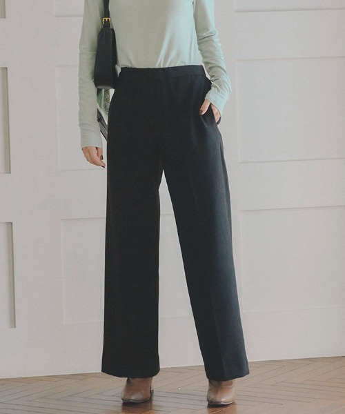 Droite lautreamont（ドロワットロートレアモン）の「両面起毛ワイドパンツ≪洗濯機で洗える≫（スラックス・レディース・オレンジ/オフホワイト/ブラック・S/M/XS）」の3枚目の写真