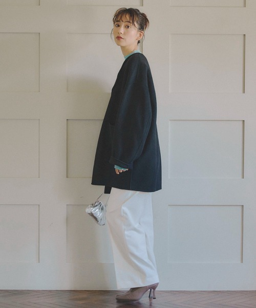 Droite lautreamont（ドロワットロートレアモン）の「両面起毛ワイドパンツ≪洗濯機で洗える≫（スラックス・レディース・オレンジ/オフホワイト/ブラック・S/M/XS）」の10枚目の写真