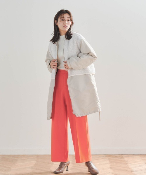 Droite lautreamont（ドロワットロートレアモン）の「両面起毛ワイドパンツ≪洗濯機で洗える≫（スラックス・レディース・オレンジ/オフホワイト/ブラック・S/M/XS）」の20枚目の写真