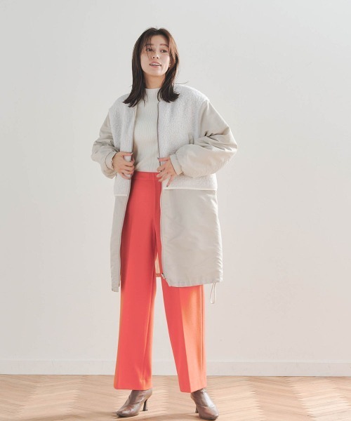 Droite lautreamont（ドロワットロートレアモン）の「両面起毛ワイドパンツ≪洗濯機で洗える≫（スラックス・レディース・オレンジ/オフホワイト/ブラック・S/M/XS）」の21枚目の写真