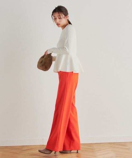 Droite lautreamont（ドロワットロートレアモン）の「両面起毛ワイドパンツ≪洗濯機で洗える≫（スラックス・レディース・オレンジ/オフホワイト/ブラック・S/M/XS）」の17枚目の写真