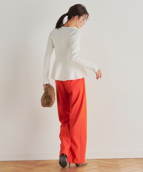 Droite lautreamont（ドロワットロートレアモン）の「両面起毛ワイドパンツ≪洗濯機で洗える≫（スラックス・レディース・オレンジ/オフホワイト/ブラック・S/M/XS）」の18枚目の写真