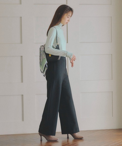 Droite lautreamont（ドロワットロートレアモン）の「両面起毛ワイドパンツ≪洗濯機で洗える≫（スラックス・レディース・オレンジ/オフホワイト/ブラック・S/M/XS）」の11枚目の写真