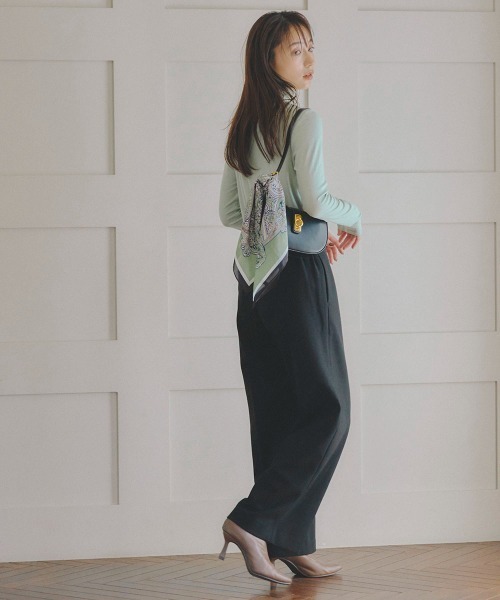 Droite lautreamont（ドロワットロートレアモン）の「両面起毛ワイドパンツ≪洗濯機で洗える≫（スラックス・レディース・オレンジ/オフホワイト/ブラック・S/M/XS）」の12枚目の写真