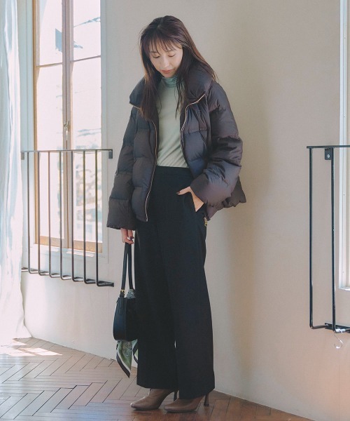 Droite lautreamont（ドロワットロートレアモン）の「両面起毛ワイドパンツ≪洗濯機で洗える≫（スラックス・レディース・オレンジ/オフホワイト/ブラック・S/M/XS）」の15枚目の写真