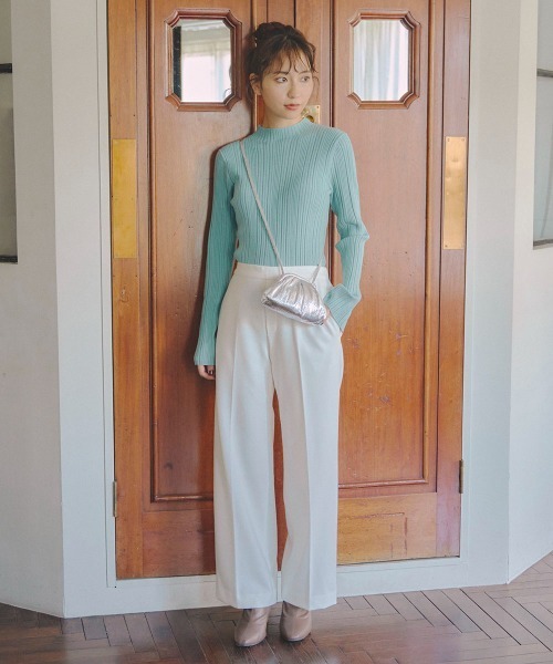 Droite lautreamont（ドロワットロートレアモン）の「両面起毛ワイドパンツ≪洗濯機で洗える≫（スラックス・レディース・オレンジ/オフホワイト/ブラック・S/M/XS）」の4枚目の写真