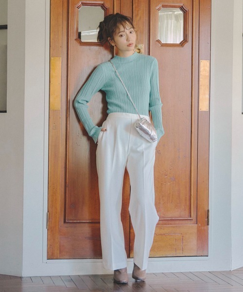 Droite lautreamont（ドロワットロートレアモン）の「両面起毛ワイドパンツ≪洗濯機で洗える≫（スラックス・レディース・オレンジ/オフホワイト/ブラック・S/M/XS）」の6枚目の写真