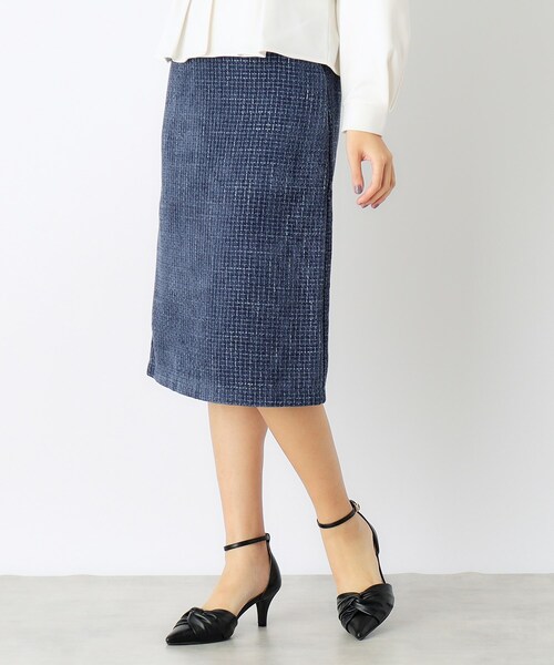 index（インデックス）の「◆モールツイードタイトスカート【洗濯機洗い可】（スカート・レディース・ブルー/ライトベージュ/ダークオレンジ/ブラック・42/36/40/38）」の3枚目の写真