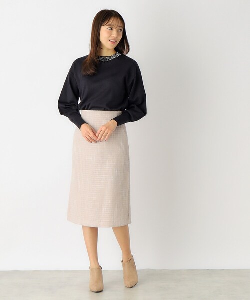 index（インデックス）の「◆モールツイードタイトスカート【洗濯機洗い可】（スカート・レディース・ブルー/ライトベージュ/ダークオレンジ/ブラック・42/36/40/38）」の5枚目の写真