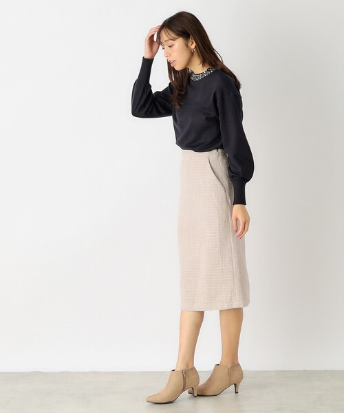 index（インデックス）の「◆モールツイードタイトスカート【洗濯機洗い可】（スカート・レディース・ブルー/ライトベージュ/ダークオレンジ/ブラック・42/36/40/38）」の6枚目の写真