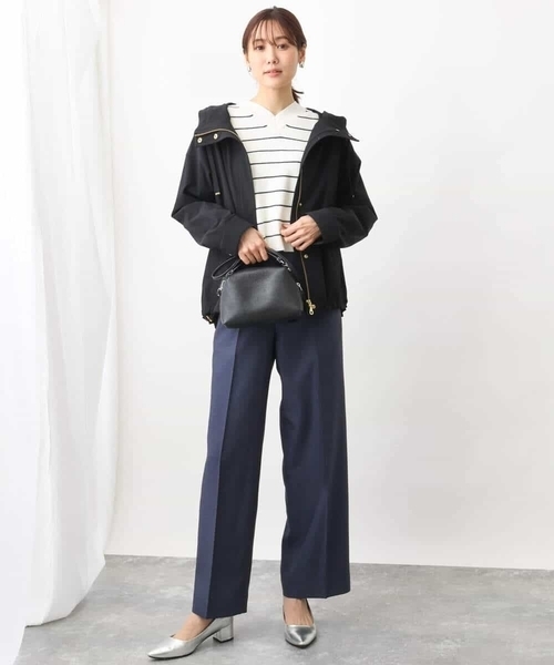 MK MICHEL KLEIN（エムケーミッシェルクラン）の「デニムライクストレートワイドパンツ/洗える（デニムパンツ・レディース・ネイビー/アイボリー・38）」の14枚目の写真