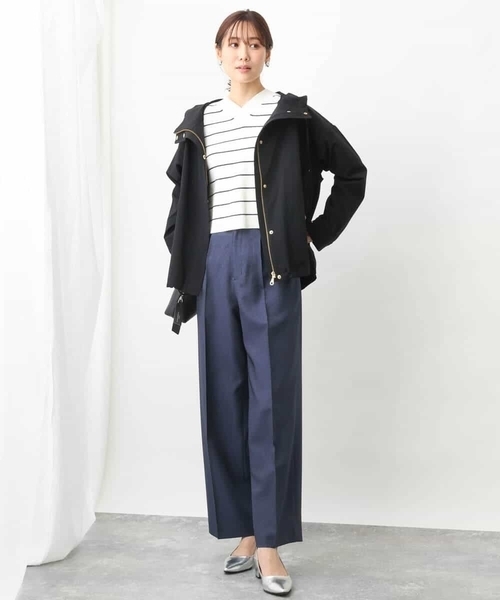 MK MICHEL KLEIN（エムケーミッシェルクラン）の「デニムライクストレートワイドパンツ/洗える（デニムパンツ・レディース・ネイビー/アイボリー・38）」の15枚目の写真