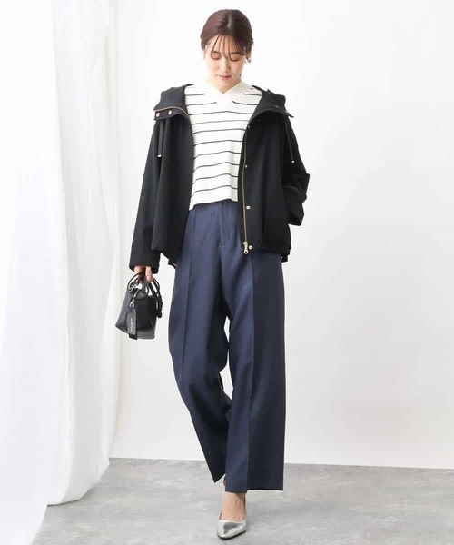 MK MICHEL KLEIN（エムケーミッシェルクラン）の「デニムライクストレートワイドパンツ/洗える（デニムパンツ・レディース・ネイビー/アイボリー・38）」の16枚目の写真