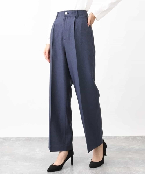 MK MICHEL KLEIN（エムケーミッシェルクラン）の「デニムライクストレートワイドパンツ/洗える（デニムパンツ・レディース・ネイビー/アイボリー・38）」の17枚目の写真