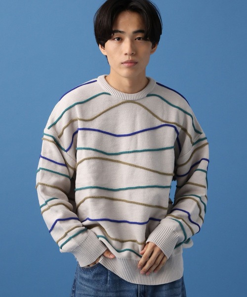 PBLIM（ページボーイリム）の「PBLIM/デザインボーダーニット（ニット/セーター・レディース・ブラック/グリーン/オフホワイト・FREE）」の11枚目の写真