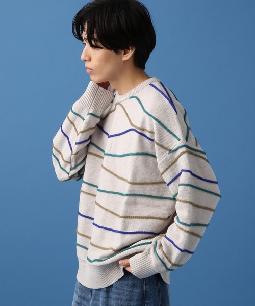 PBLIM（ページボーイリム）の「PBLIM/デザインボーダーニット（ニット/セーター・レディース・ブラック/グリーン/オフホワイト・FREE）」の13枚目の写真