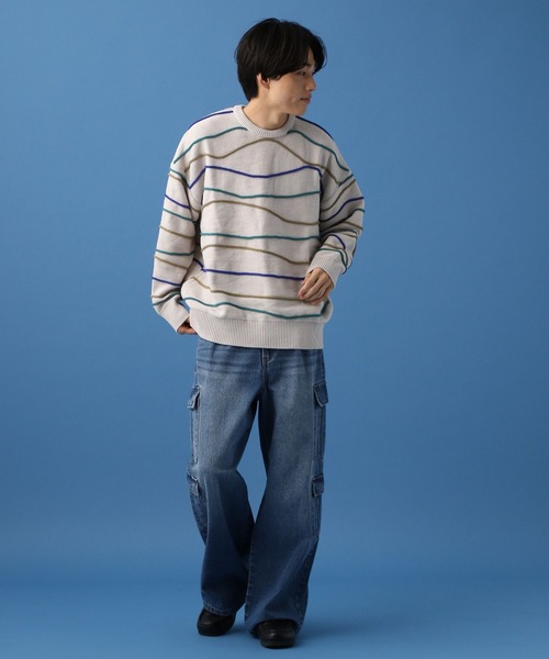 PBLIM（ページボーイリム）の「PBLIM/デザインボーダーニット（ニット/セーター・レディース・ブラック/グリーン/オフホワイト・FREE）」の15枚目の写真