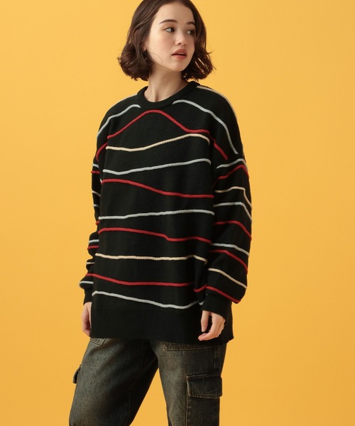 PBLIM（ページボーイリム）の「PBLIM/デザインボーダーニット（ニット/セーター・レディース・ブラック/グリーン/オフホワイト・FREE）」の18枚目の写真