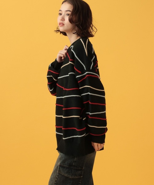 PBLIM（ページボーイリム）の「PBLIM/デザインボーダーニット（ニット/セーター・レディース・ブラック/グリーン/オフホワイト・FREE）」の20枚目の写真