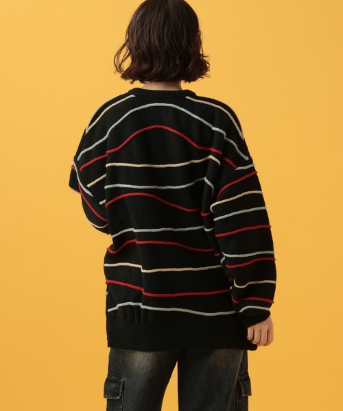 PBLIM（ページボーイリム）の「PBLIM/デザインボーダーニット（ニット/セーター・レディース・ブラック/グリーン/オフホワイト・FREE）」の21枚目の写真