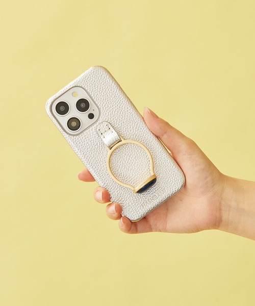 HASHIBAMI（ハシバミ）の「【HASHIBAMI】天然石リング iPhoneケース ※iPhone15pro 用（スマホケース/カバー・レディース・パープル/グレー/シルバー/アクア/レモンイエロー・FREE）」の5枚目の写真